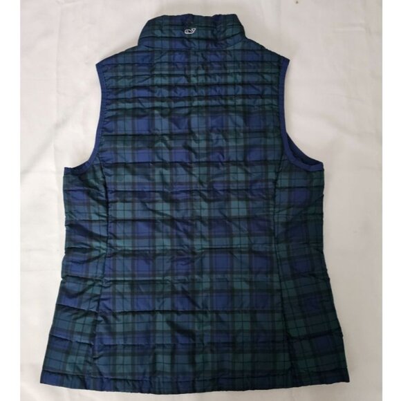 Vineyard Vines Women's Blue Green Tartan Plaid Puffer Vest Jacket Size Small - Picture 5 of 11
